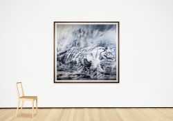 Gerhard Richter | Tiger | 2016 | digital print; unique pigment print on Somerset Velvet White paper, mounted on Dibond, framed behind glass | 140 x 150 cm | One of five proofs. Numbered on a label on the reverse. With a certificate from the Gerhard Richter Archive, Dresden.