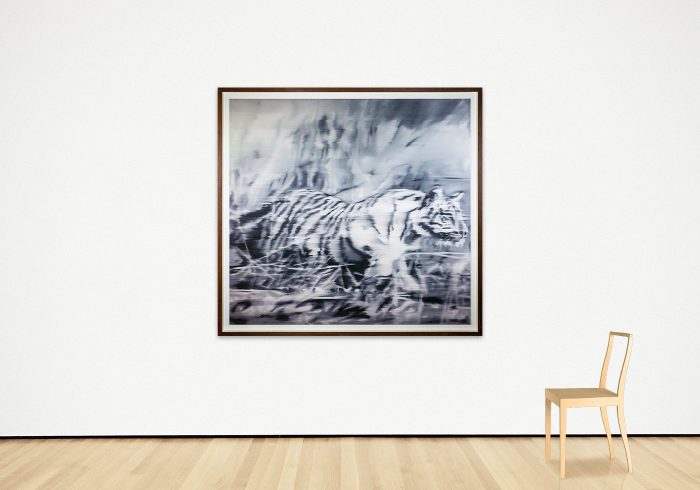 Gerhard Richter | Tiger | 2016 | digital print; unique pigment print on Somerset Velvet White paper, mounted on Dibond, framed behind glass | 140 x 150 cm | One of five proofs. Numbered on a label on the reverse. With a certificate from the Gerhard Richter Archive, Dresden.